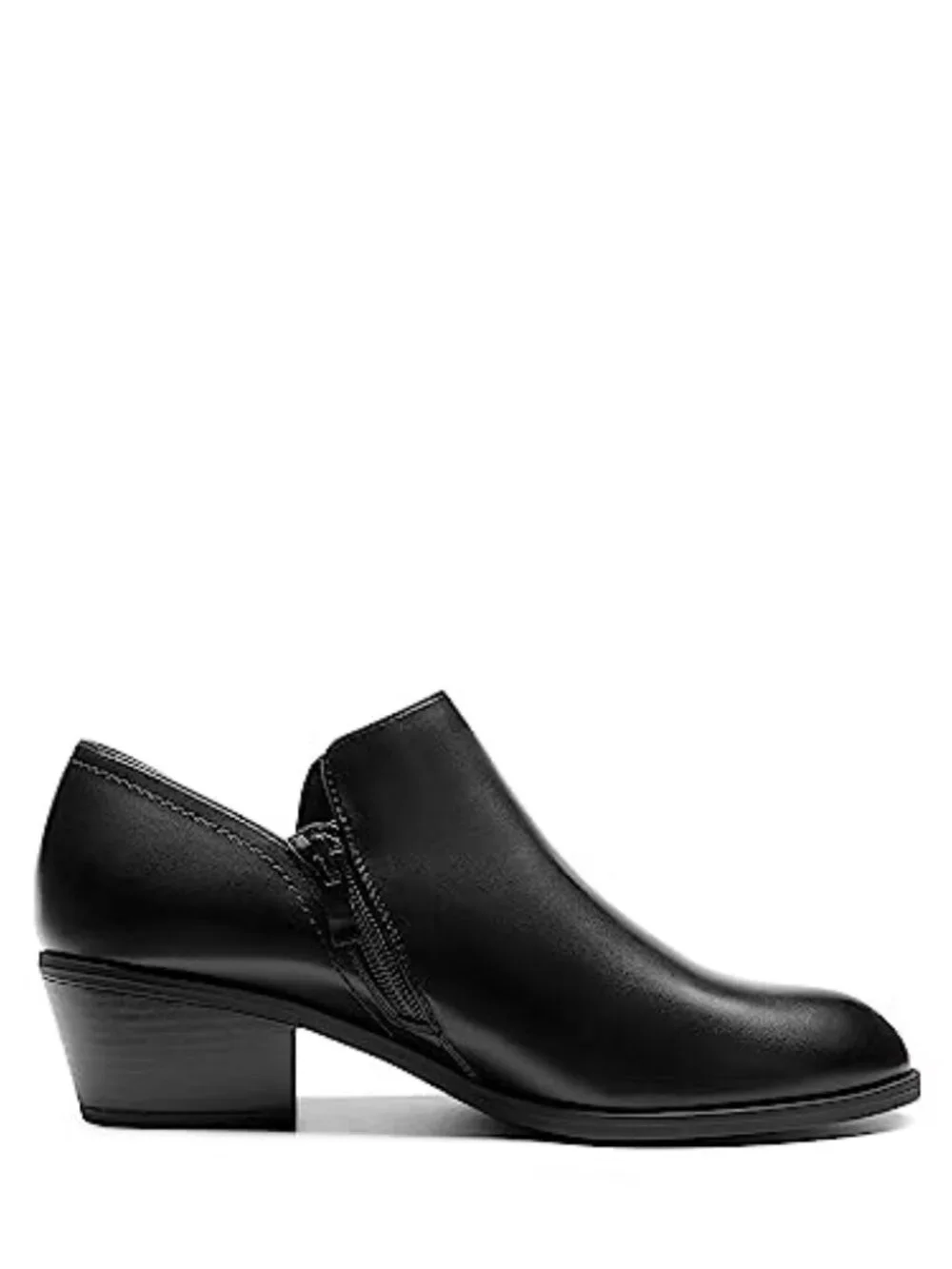 Ankle Boots Fall Boots Leather Thick Heel Side Zip Low Chunky Heeled Booties